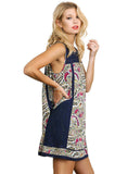 Paisley & Lace Sleeveless Dress, Navy