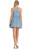 Ruffle & Lace Sleeveless Tunic, Misty Blue