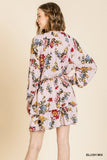 Floral Tiered Ruffle Hem Dress, Blush