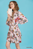 Floral Tiered Ruffle Hem Dress, Blush