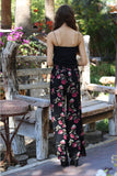 Blooming Floral Tassel Pants, Black