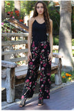 Blooming Floral Tassel Pants, Black