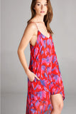 Floral High Low Dress, Red