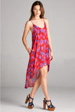 Floral High Low Dress, Red