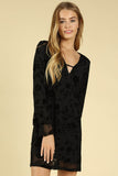 Floral Velvet Burnout Dress, Black