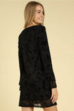 Floral Velvet Burnout Dress, Black