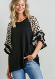 UMGEE USA Leopard Bell Sleeve Layered Top