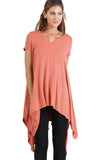 Handkerchief Hem Short Sleeve op, Clay