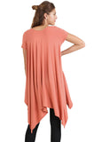 Handkerchief Hem Short Sleeve op, Clay