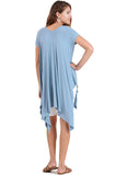 Handkerchief Hem Short Sleeve Top, Blue