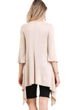 Crossed Bell Sleeve Asymmetrical Tunic, Latte