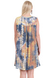 Tie Dye Sleeveless Keyhole Dress, Taupe Mix