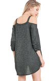 Shirred Sleeve Cold Shoulder Tunic, Black