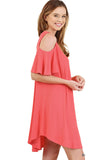 Cold Shoulder Butterfly Sleeve Dress, Strawberry