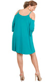 Open Shoulder Ruffle Sleeve Dress,  Jade