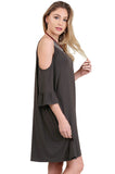 Open Shoulder Ruffle Sleeve Dress,  Ash