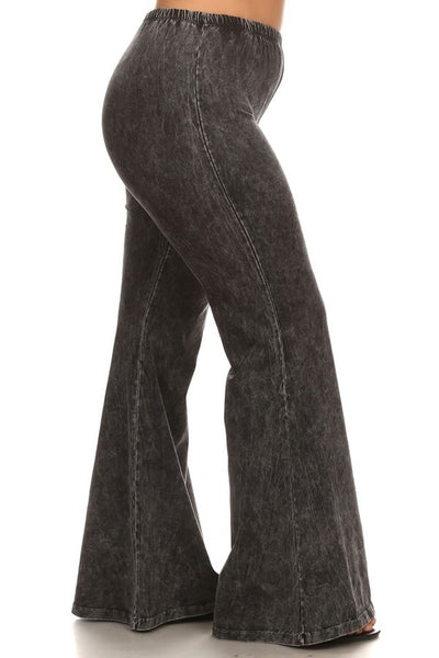 Chatoyant Mineral Wash Bell Bottom Soft Pants, Charcoal Grey