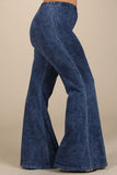 Mineral Wash Bell Bottom Soft Pants, Dark Denim