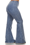 Mineral Wash Bell Bottom Soft Pants, Light Denim