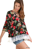 Floral & Lace Tunic, Black Mix