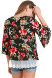 Floral & Lace Tunic, Black Mix