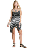 Striped Hi Lo Tunic Tank, Black & White