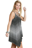 Striped Hi Lo Tunic Tank, Black & White