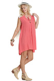 Bohemian Lace Sleeveless Dress, Coral