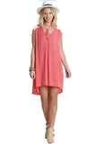 Bohemian Lace Sleeveless Dress, Coral
