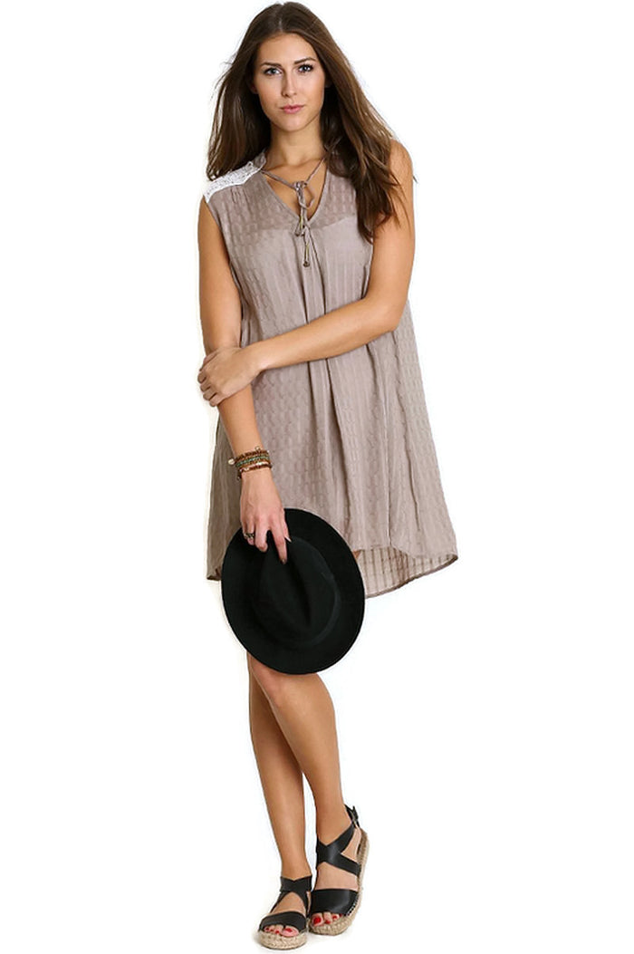 Bohemian Lace Sleeveless Dress, Mocha