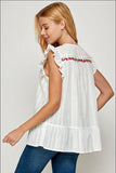 Floral Embroidered Ruffle Top