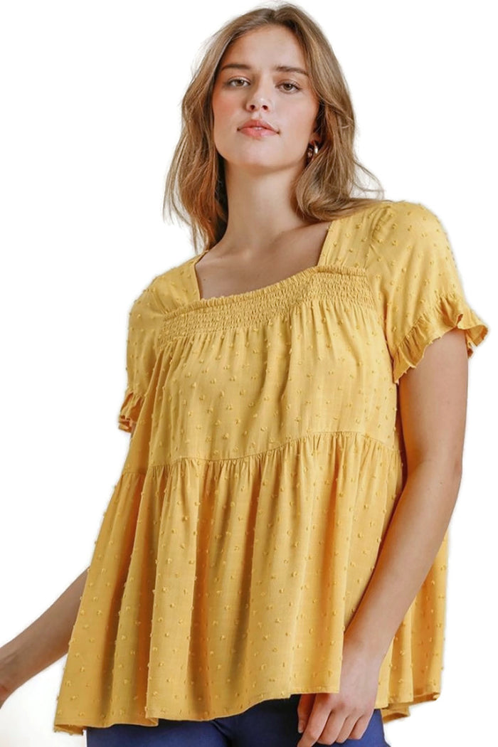 UMGEE USA Babydoll Swiss Dot Top