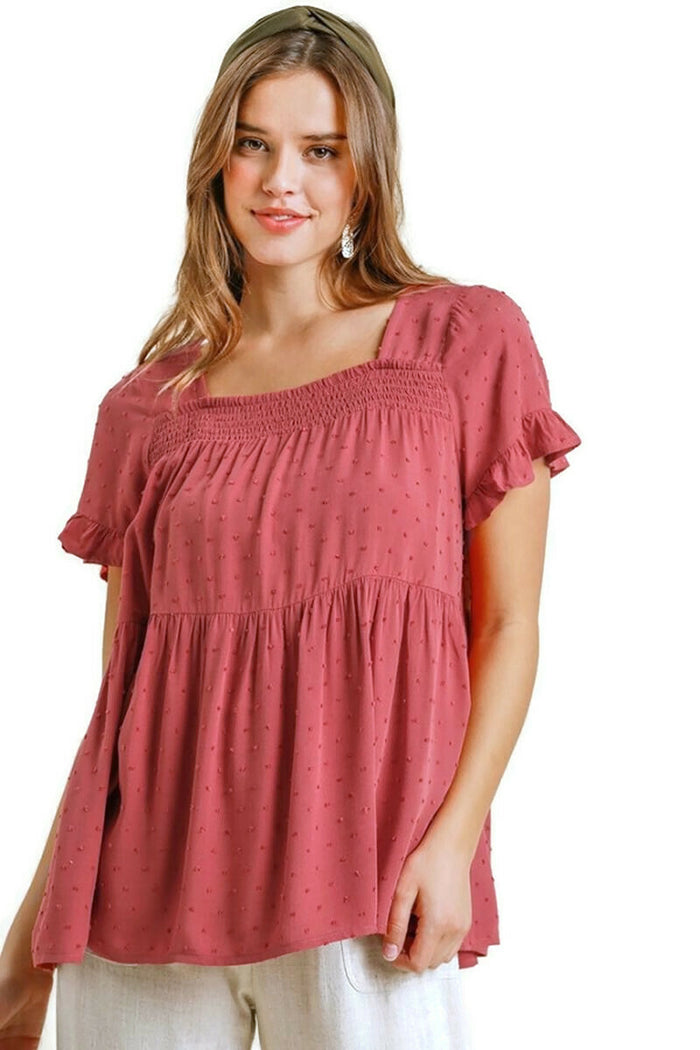 umgee usa babydoll swiss dot top