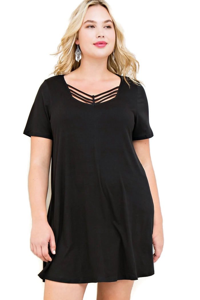 Modal Strappy Tee Shirt Dress, Black