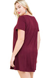 Modal Strappy Tee Shirt Dress, Burgungy