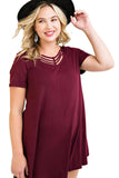 Modal Strappy Tee Shirt Dress, Burgungy