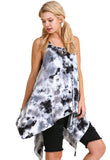 Tie Die Sleeveless Tunic, Black Mix