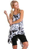Tie Die Sleeveless Tunic, Black Mix