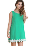 Cutout Back Crochet Hem Dress, Emerald