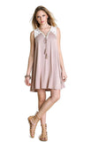 Lace Up Tassel Tie Dress, Latte