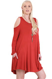 Cold Shoulder T-Shirt Dress, Rust
