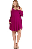 Cold Shoulder T-Shirt Dress, Raspberry