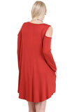 Cold Shoulder T-Shirt Dress, Rust