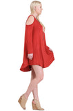 Cold Shoulder T-Shirt Dress, Rust
