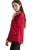 Tassel Tie Babydoll Blouse, Red