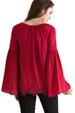 Tassel Tie Babydoll Blouse, Red