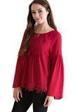Tassel Tie Babydoll Blouse, Red