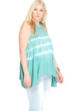 Sleeveless Tie Dye Tank Top, Dusty Jade