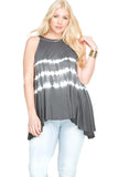 Sleeveless Tie Dye Tank Top, Grey