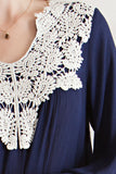 Bell Sleeve Crochet Top, Navy